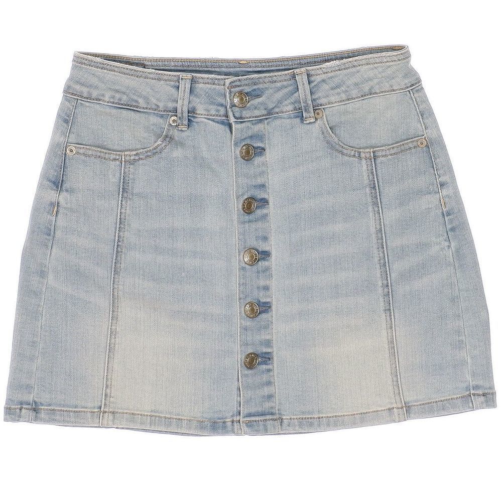 American Eagle Skirt Womens Size 4 Hi Rise A Line Button Light Blue Stretch W26